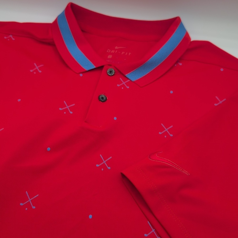 Nike Dri Fit Vapor Golf Club Polo Shirt Mens XL Golf Clubs All Over AV4174-634